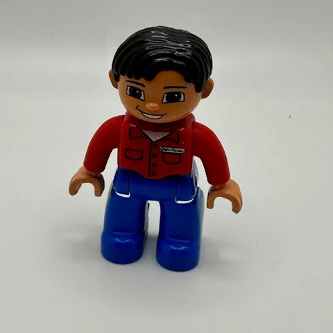 LEGO Duplo Boy Minifigure Red Shirt Blue Pants Black Hair Figure 2.5 Inch
