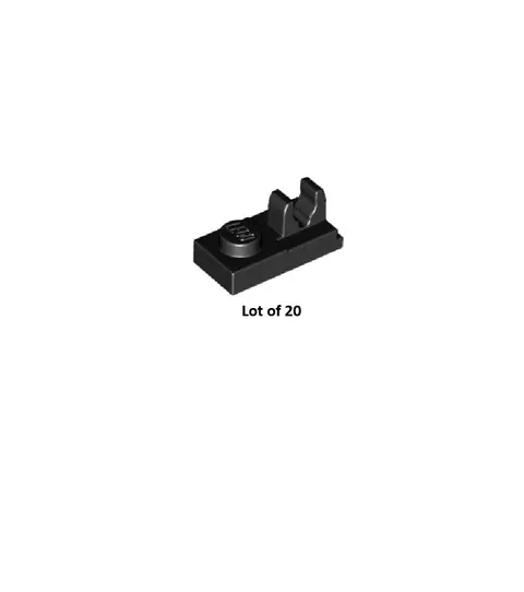 NEW LEGO Parts 44861 Black Plate 1 x 2 w/Open O Clip on Top Lot of 20