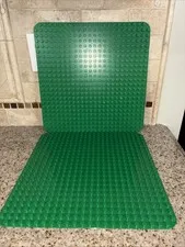 2x LEGO Duplo Green Baseplates 15x15 Inches VTG Good Shape Basics 160