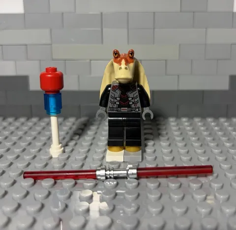 LEGO STAR WARS Darth Jar Jar Binks Minifigure w/ Red Double Bladed Lightsaber