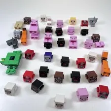 Lego Minecraft Animal Heads Lot Of 25+Cow Rabbit Wolf Sheep Cat Tamed Wolf