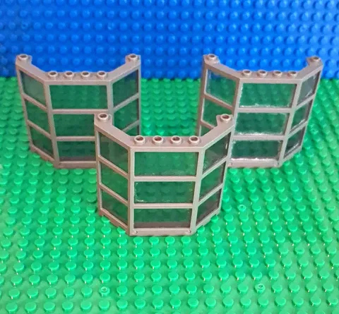 LEGO Window Bay 3 x 8 x 6 with a dark gray frame. Lot Of 3.
