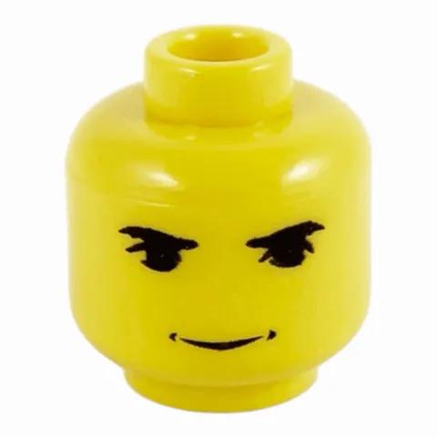 LEGO Minifigure, Head Black Eyebrows, Upper Eyelids, Grin with Dimples
