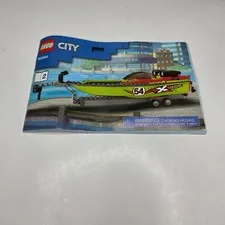 LEGO City Race Boat Transporter 60254 Instruction Manual Book 2 Only Green Boat