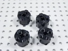 LEGO Lot of 4 Black Round 2x2 Bricks w/ Axle Hole BH