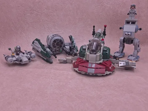LEGO Star Wars Microfighters Vehicle Lot - Slave I, TIE Interceptor, AT-ST & N-1