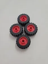LEGO Tires Red Rims - Set of 4 - Size 30.4 x 14