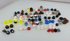 82pc Lot Lego Minifigures Minifig Race Helmets, Caps, Hair, Mask, Scuba & Space