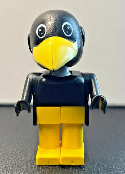 Vintage LEGO Charlie Crow Bird Minifigure Fabuland Black Yellow Beak Kid Toy