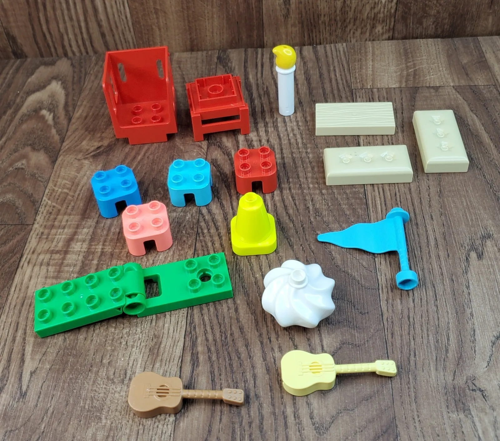 Lego Duplo Assorted Parts Ice Cream Topping Birthday Candle Guitar Lot of 16