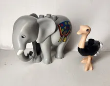 Lego Duplo Gray Elephant Animal Figure 5"  My First Circus + Ostrich