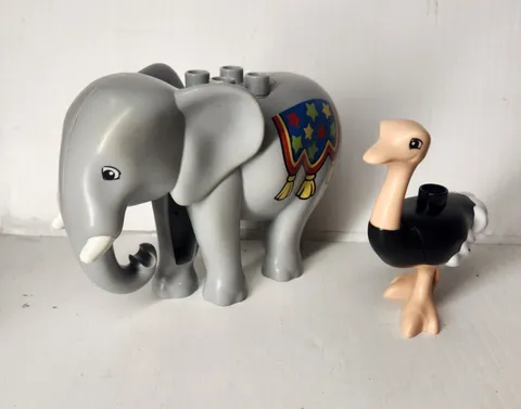 Lego Duplo Gray Elephant Animal Figure 5"  My First Circus + Ostrich