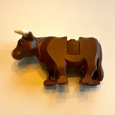 LEGO Printed Brown Cow Animal Figure with White Horns - 1 Piece