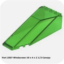 Lego 1x 2507 Space Police II Trans-Green Windscreen 10 x 4 x 2 1/3 Canopy 6984
