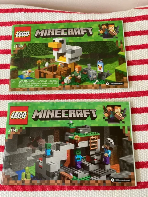 Lego Minecraft 21140 and 21141 Chicken Coop & Zombie Cave Instruction Books ONLY