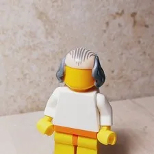 New LEGO Grandpa Bald Hair Gray Long Strands WIG Grey Franklin Inventor Hipster