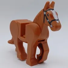 US🇺🇲 - LEGO Horse for Minifigures Orange/Brown with Printed Halter