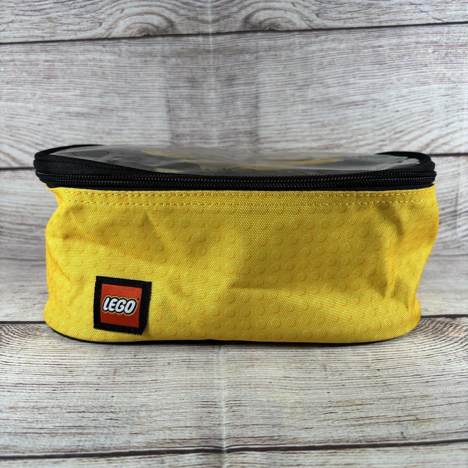 LEGO Yellow Brick Studded Organizer Pouch Zippered Case with Clear Window