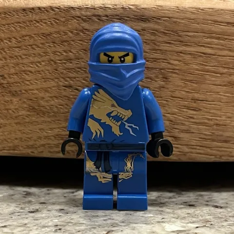 LEGO NINJAGO Jay DX  Blue Ninja Minifigure w/ Hood Dragon Torso Print