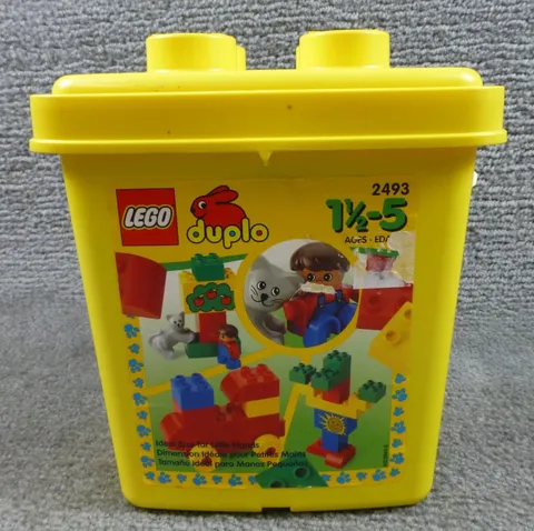Vintage 1987 Lego Duplo Yellow Container Full Of Blocks 4 Stud