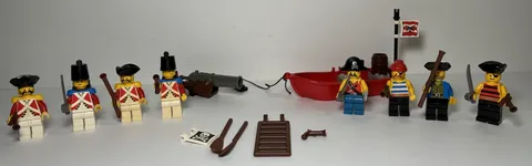 Vintage Lego Pirates Imperial Soldiers Minifigure Lot Rifles, Canon, Boat