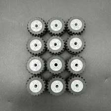 12 Lego Gray Rim Wheel 18mm D. x 14mm 55981+ Black Tire 30.4x 14 Offset Tread L7