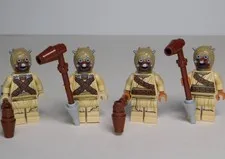 LEGO Star Wars Tusken Raider Minifigure LOT of (4) w/Staffs! - 75270 75265 75299