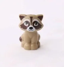 LEGO Animal Raccoon Dark Brown Markings White Muzzle Black Nose Pattern