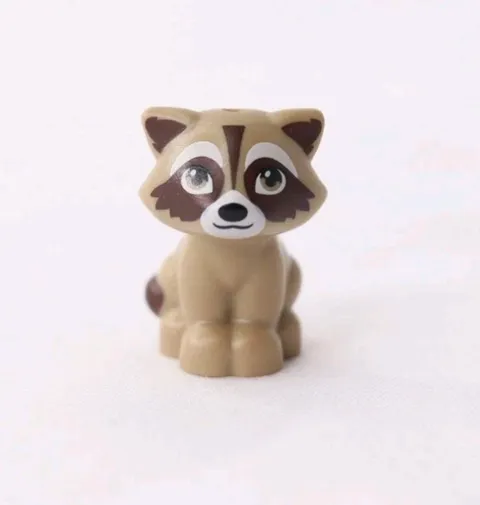 LEGO Animal Raccoon Dark Brown Markings White Muzzle Black Nose Pattern