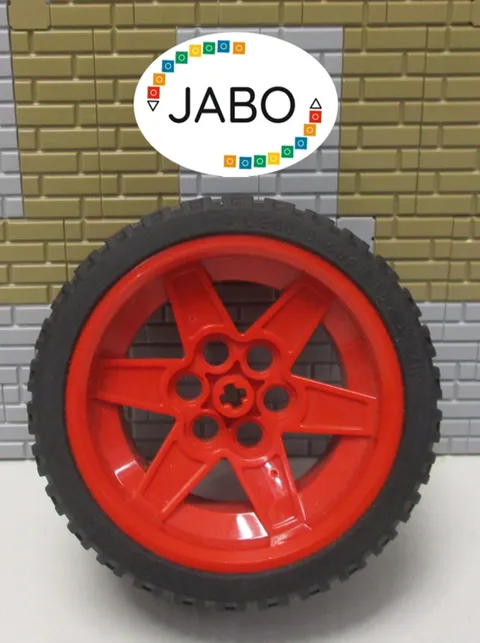 (F8/4) Lego Technic Technic Wheel Tire with Rim Red 68.8x36 ZR
