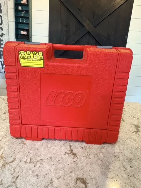 Vintage 1985 LEGO Large 15" Carrying Case Red Plastic Storage Container Flip Top