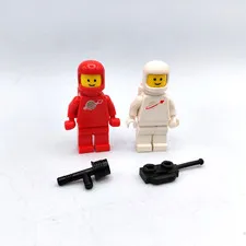 LEGO Classic Space Minifigure Lot of 2 – Red, White w/air tank, Blaster, Walkie