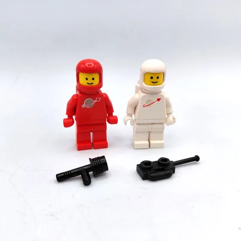 LEGO Classic Space Minifigure Lot of 2 – Red, White w/air tank, Blaster, Walkie