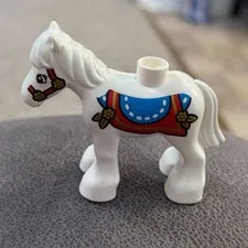 Lego Duplo Saddle Horse White Pony Animal Figure Toddler Toy Big Fun Fair Kids