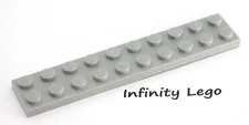 12 LEGO Light Bluish Grey Plate 2 x 10 (3832) - (12 Pieces)