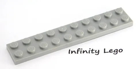 12 LEGO Light Bluish Grey Plate 2 x 10 (3832) - (12 Pieces)