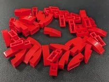 LEGO Lot 50x New Red Slope, Curved 3 x 1 (50950) Building Bricks Bulk