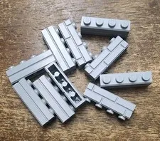 LEGO Light Bluish Gray Brick, Modified 1 x 4 with Masonry Profile. QTY 10. 15533
