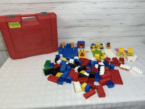 LEGO Boat Yard Duplo Vintage 1985 Red Storage Case Figures Filled Vtg. Bulk Lot