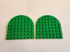 LEGO Rounded End Half Plate Green 8x8 Part 41948 Lot of 2