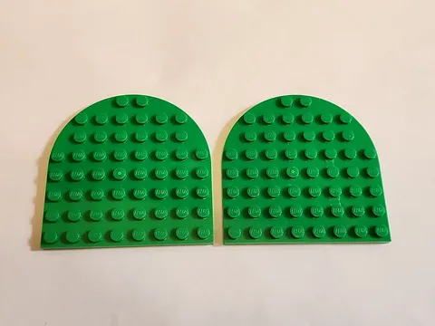 LEGO Rounded End Half Plate Green 8x8 Part 41948 Lot of 2