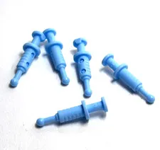 Lego - Minifigure Utensil - Lot of 5 - Light Blue, Needle / Syringe, Doctor