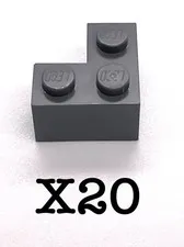 Lego Corner Bricks 2x2 - 2357 Dark Stone Gray - 20 Pcs.