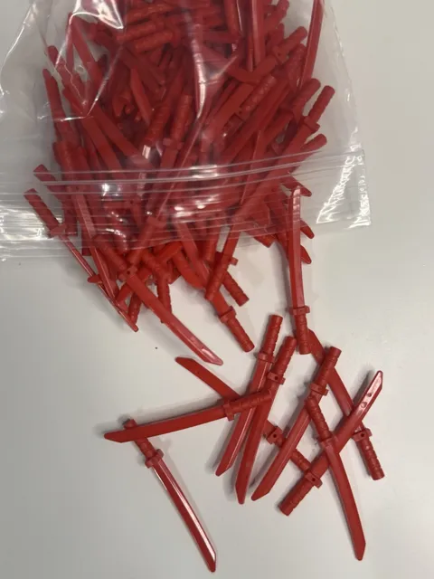 Lego Ninjago Red Katana Sword Lot (Count 25)