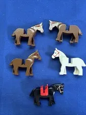 Lego Horse Lot Of 5 White Black Brown Castle Horses