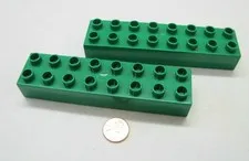 LEGO Duplo 2 DARK GREEN LONG 2x8X1 BRICKS Blocks Lot House Town Building