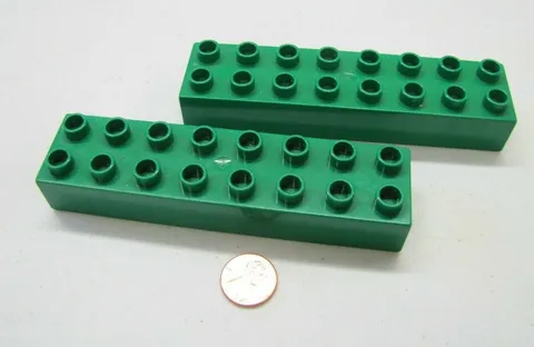 LEGO Duplo 2 DARK GREEN LONG 2x8X1 BRICKS Blocks Lot House Town Building