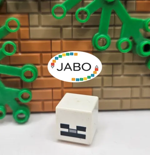 (S12/7/1) LEGO 19729pb004 Head Modified Cube Minecraft Skeleton