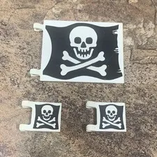 Lego Skull And Crossbones Flags Jolly Roger 3 pc lot