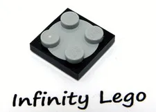 6 LEGO Black Turntable Base with Light Grey Round Plate 2x2 (3679 3680) 6 Pieces